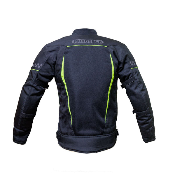 Breezer Mesh Motorcycle Riding Jacket - Black+Fluo Green - Level 2