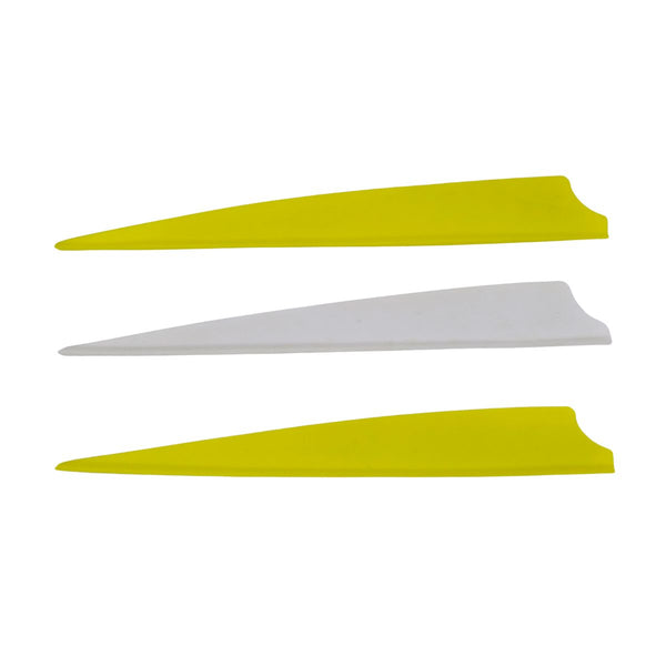 4” Shield Fletches - 170029 - Yellow 2pcs + White 1pc Vanes - Archery Equipment - OutdoorTravelGear.com