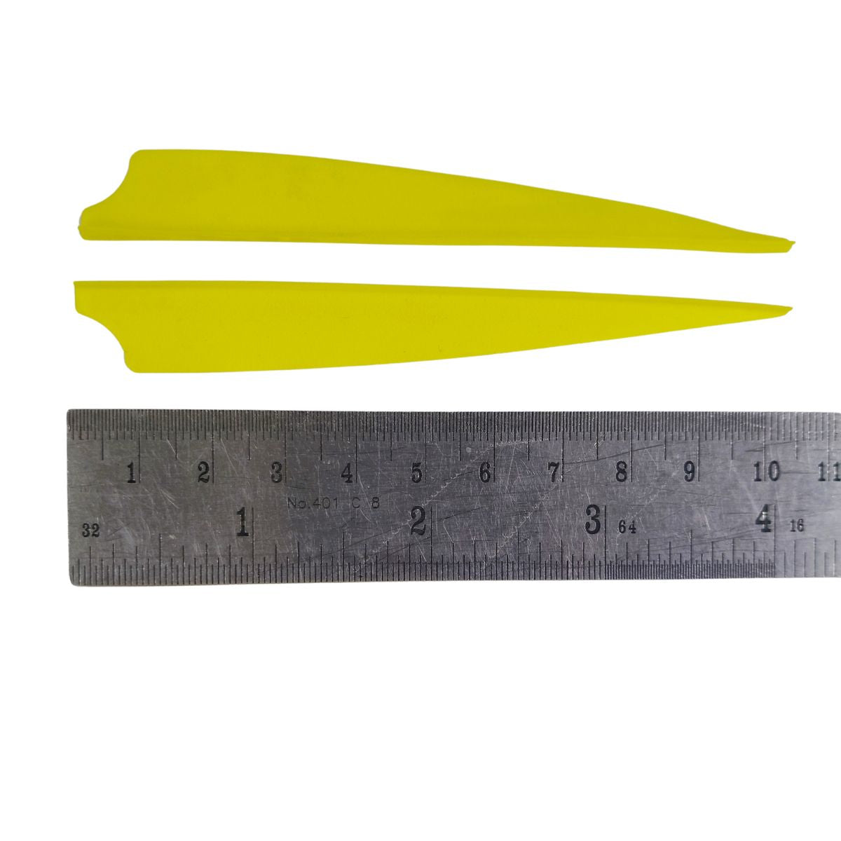 4” Shield Fletches - 170029 - Yellow 2pcs + White 1pc Vanes - Archery Equipment - OutdoorTravelGear.com