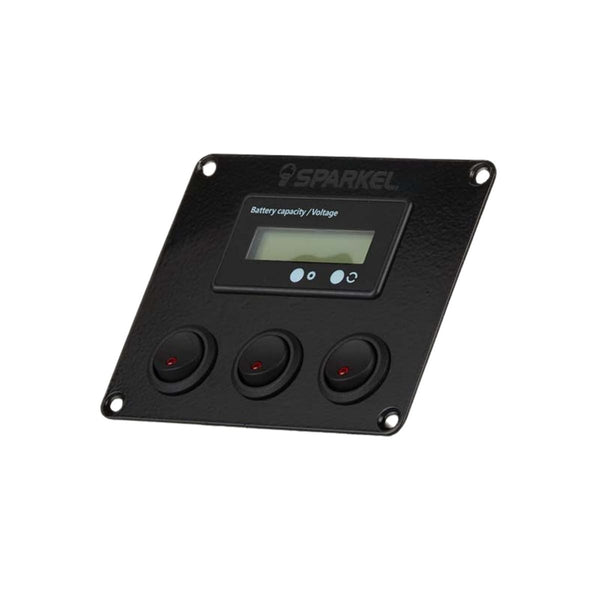 Switch Panel with 3 On/Off Switch with Indicator | Battery Capacity Display - 110x90mm 12/24V DC RV