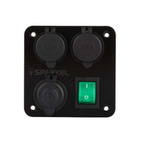 Switch Panel with On/Off Switch with Indicator | Female Cig Lighter Socket | Voltmeter - 100x100mm 12/24V DC RV