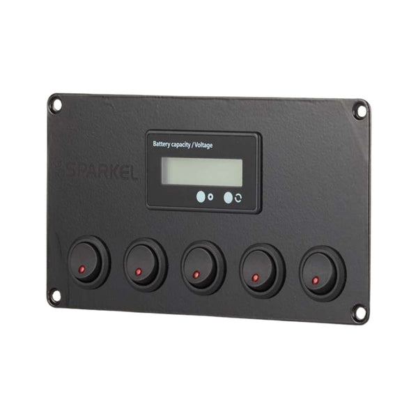 Switch Panel with 5 On/Off Switchs with Indicators | Battery Capacity Display - 173x90mm 12/24V DC RV