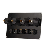 Switch Panel with 5 On/Off Switch with Indicator | Female Cig Lighter Socket | Voltmeter - 173x90mm 12/24V DC RV