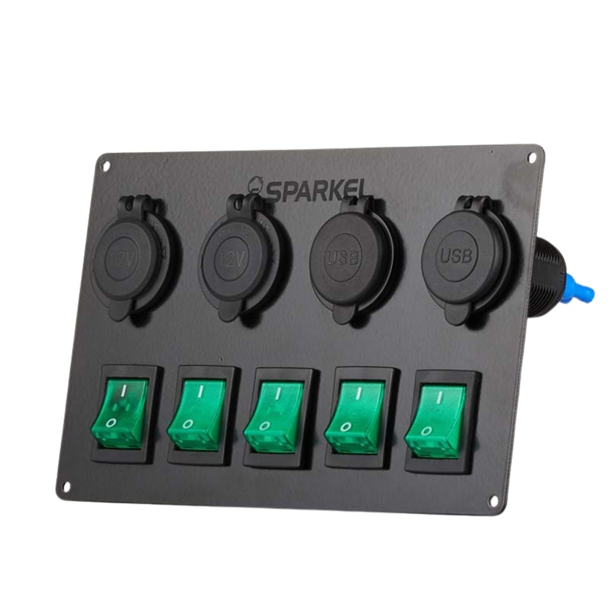 Switch Panel with 5 On/Off Switch with Indicator | 2 Female Cig Lighter Socket | Voltmeter - 200x150mm 12/24V DC RV