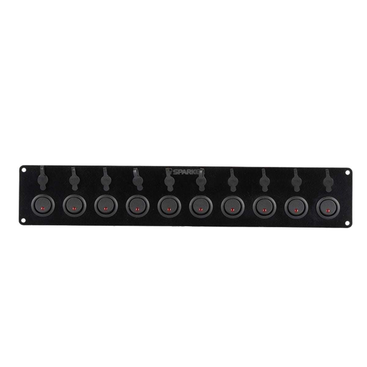 Switch Panel with 10 On/Off Switch with Indicator | 10 Female DC Pin Sockets - 330x60mm 12/24V DC RV