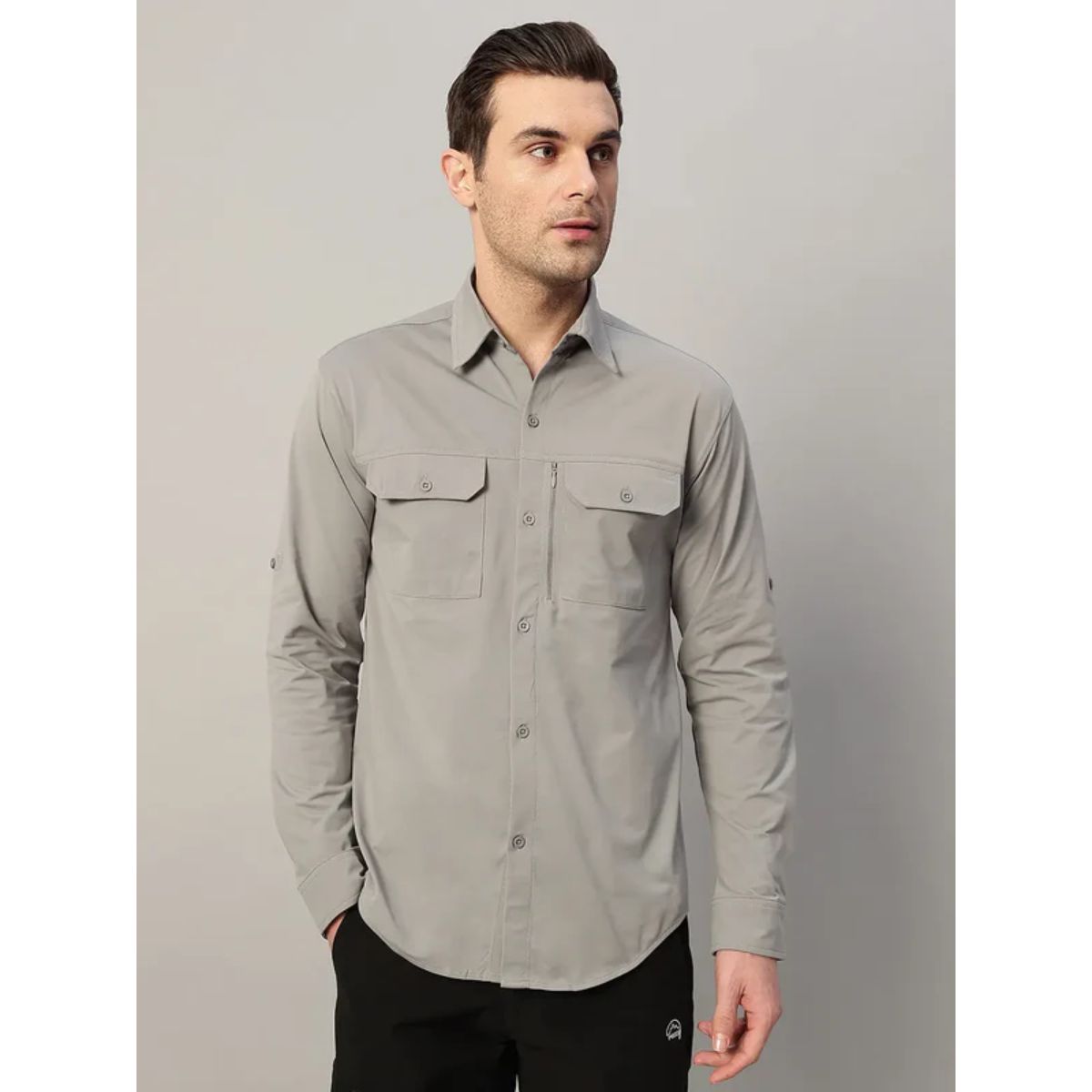 Men's TechFlex Cargo Shirt - Light Grey - OutdoorTravelGear.com