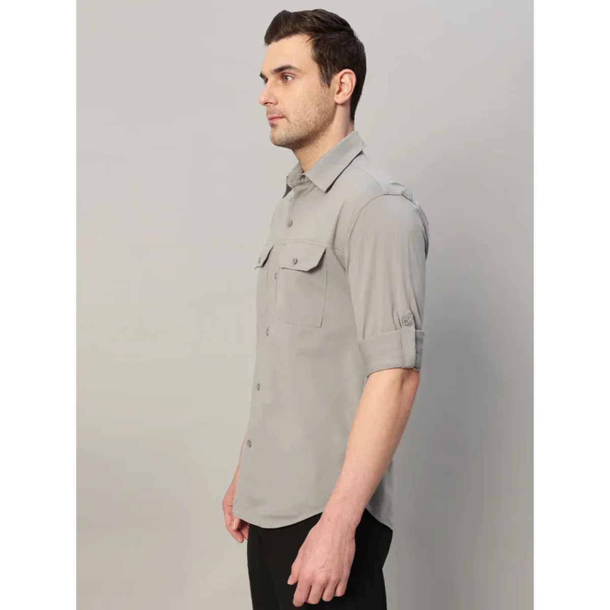 Men's TechFlex Cargo Shirt - Light Grey - OutdoorTravelGear.com