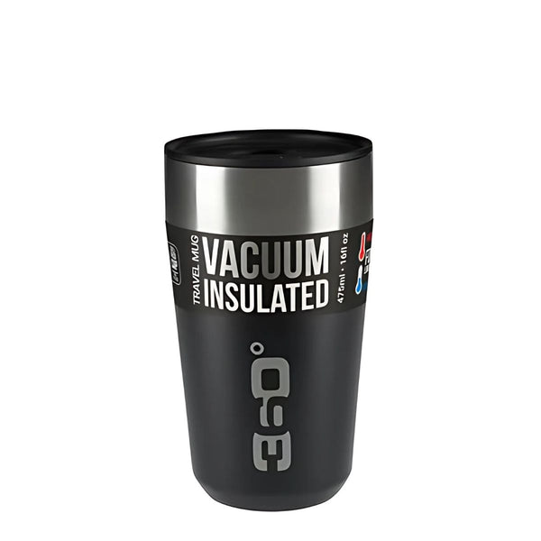 360° Vacuum Insulated Stainless Travel Mug - 355ml - Black - OutdoorTravelGear.com