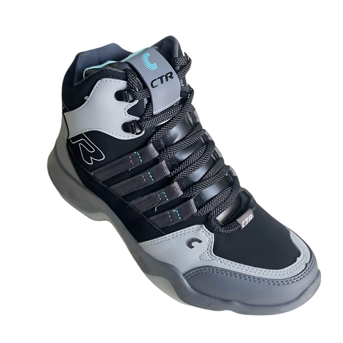 CTR Rub-600 High Ankle Trekking and Hiking Shoes - Light Grey + Black 4