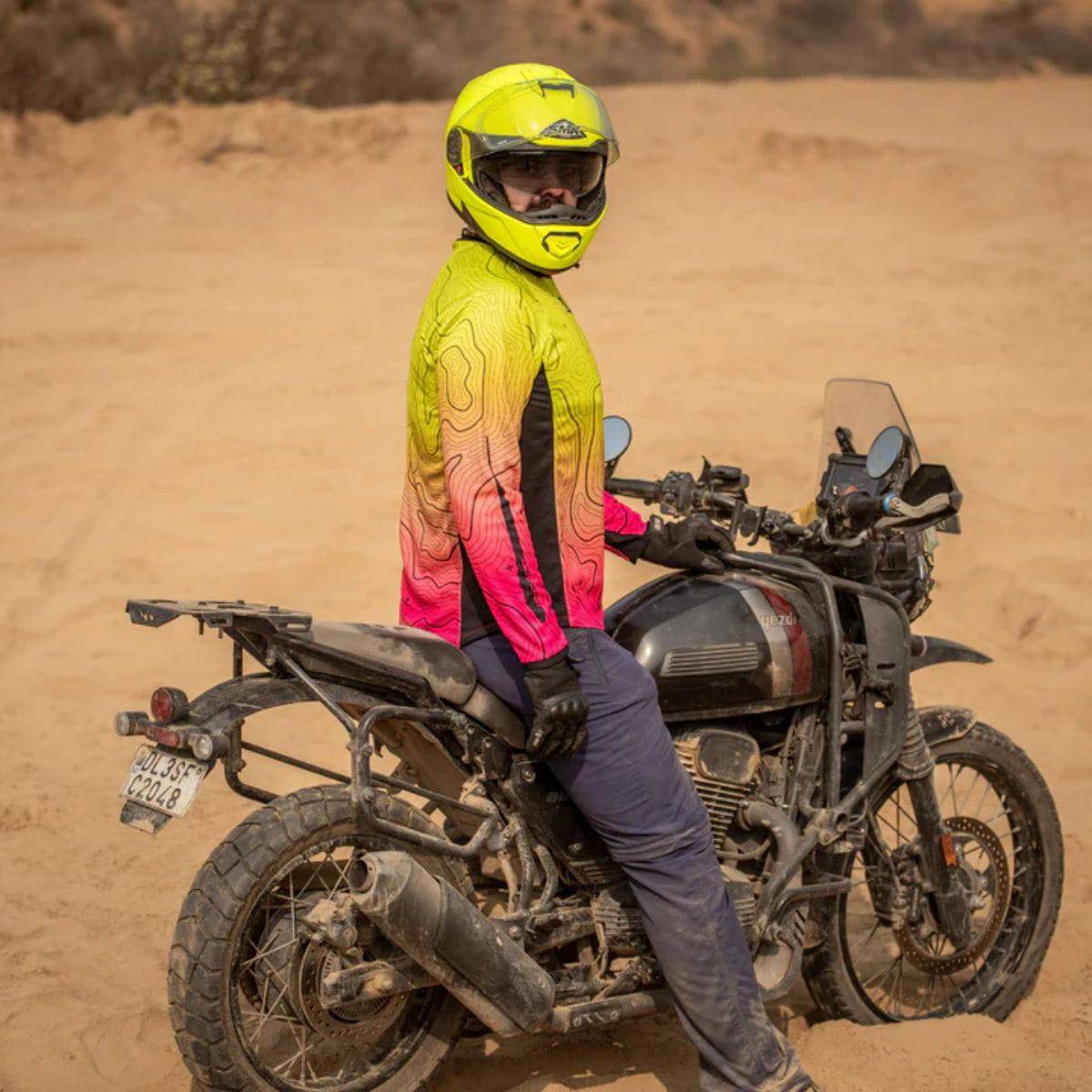 Moto Jersey Escape - Canyon Series - Yellow & Pink - OutdoorTravelGear.com