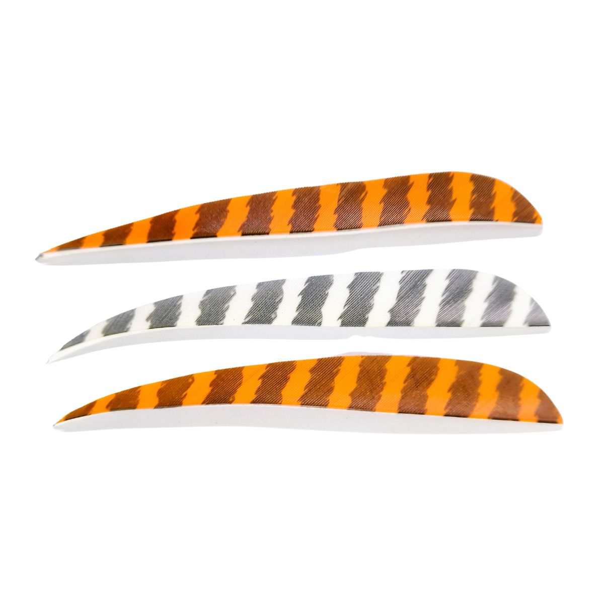 5” Stripe Feather Shield Fletches - 172105 - Orange 2pcs + White 1pc Vanes - Archery Equipment - OutdoorTravelGear.com