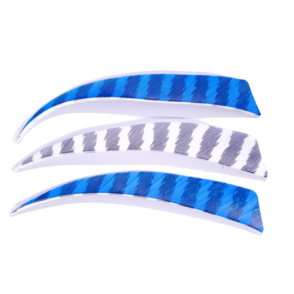 5” Stripe Feather Shield Fletches - 172102 - Blue 2pcs + White 1pc Vanes - Archery Equipment - OutdoorTravelGear.com