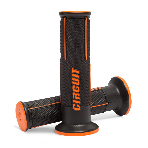 Speed Racing Motorcycle Handlebar Grips - Black+Orange - OutdoorTravelGear.com