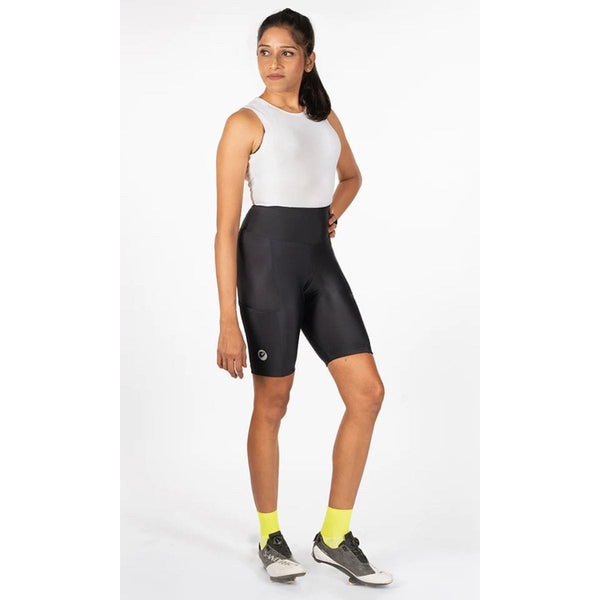 Womens Cycling Endurance Bibless Shorts - Padded Shorts - Evolve Prima - Black - OutdoorTravelGear.com