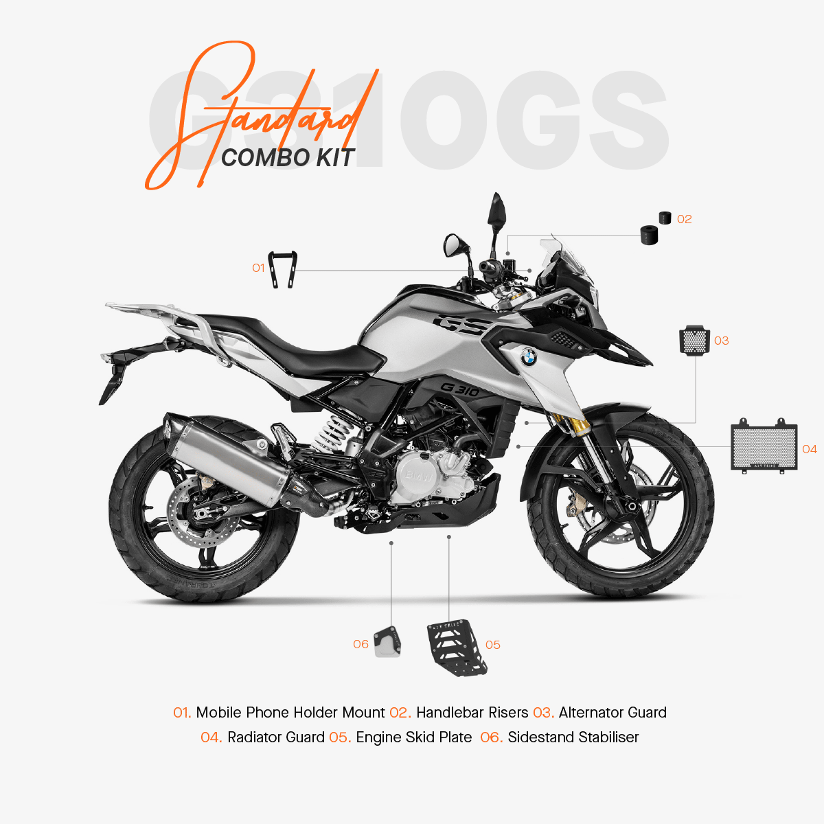 ADV TRIBE The Standard Combo Kit of 6 Accessories for BMW G310GS