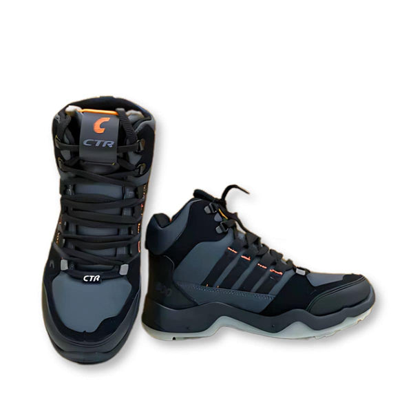 CTR Rub-600 High Ankle Trekking and Hiking Shoes - Dark Grey + Black - OutdoorTravelGear.com