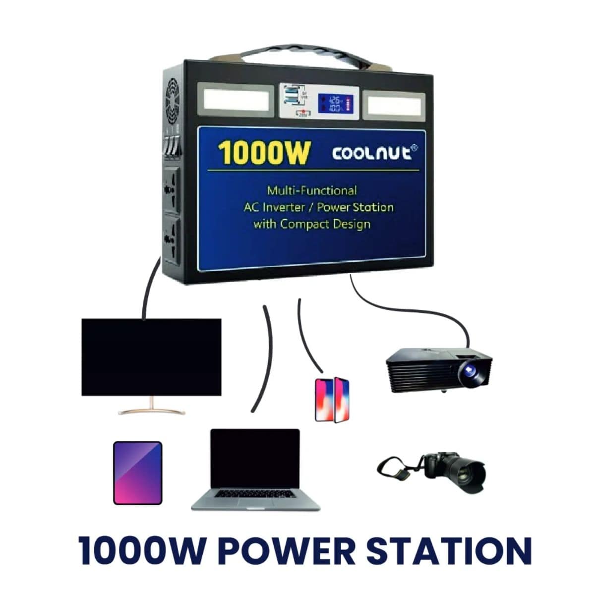 Compact Solar Power Station - 1332Wh - 1000Watt - 360000mAh - OutdoorTravelGear.com