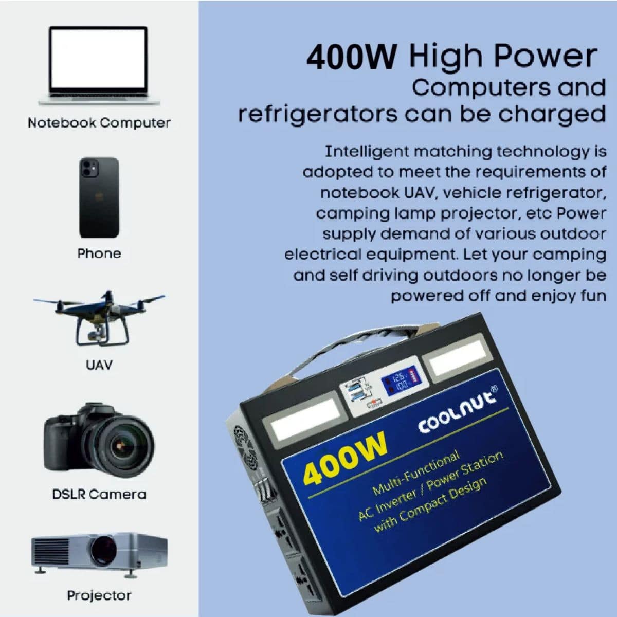 Compact Solar Power Station - 333Wh - 400Watt - 90000mAh - OutdoorTravelGear.com