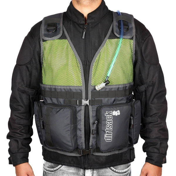 DG3 Multiutility and Hydration Vest / Jacket - Black + Fluo Green - OutdoorTravelGear.com