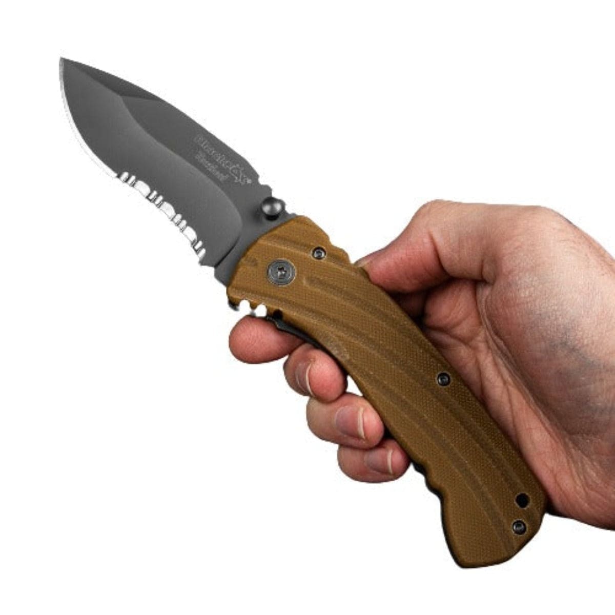 Black Fox Frame Lock Folding G10 Titanium-treated Knife - BF-116 - Tan Brown - OutdoorTravelGear.com