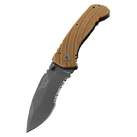 Black Fox Frame Lock Folding G10 Titanium-treated Knife - BF-116 - Tan Brown - OutdoorTravelGear.com