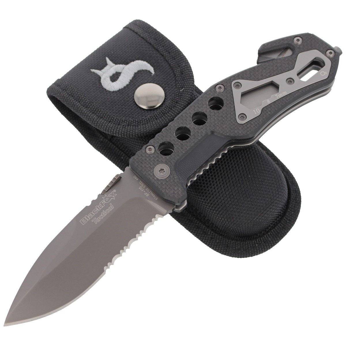 Black Fox Tactical Rescue Folding Knife - BF-115 - OutdoorTravelGear.com