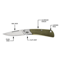 Wingtip Modern Pocket Folding Knife - Green - 30-001662 - OutdoorTravelGear.com