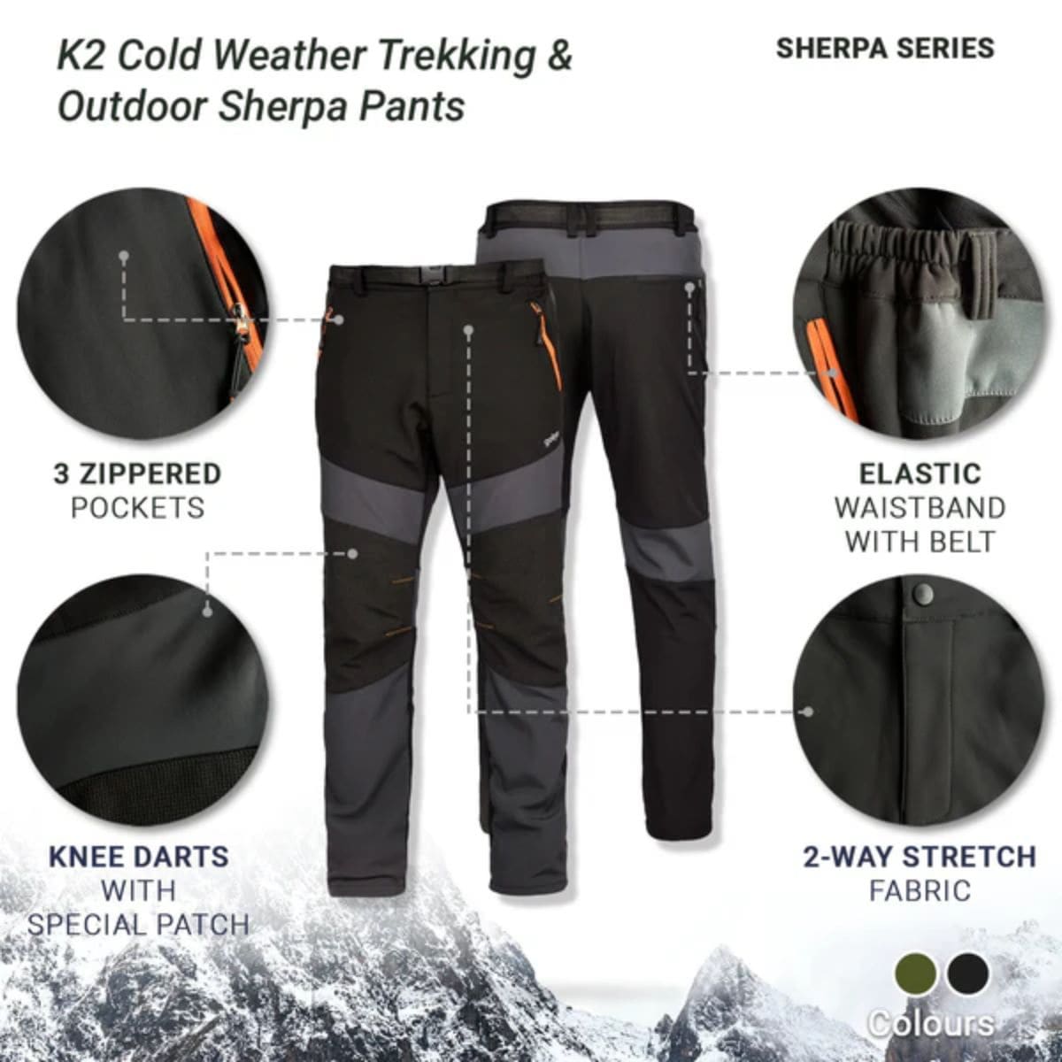 K2 Cold Weather Trekking & Outdoor Pants- Sherpa Series - OutdoorTravelGear.com