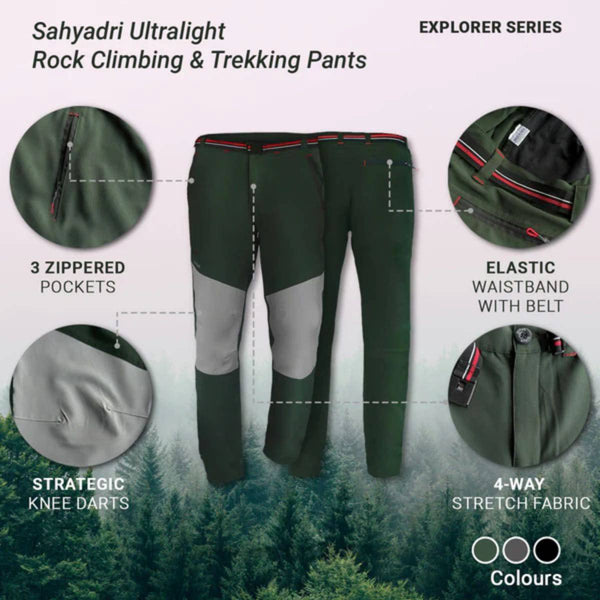 Sahyadri Ultralight Rock Climbing & Trekking Pants - Explorer Series - OutdoorTravelGear.com