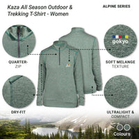 Women's Kaza All Season Outdoor & Trekking T-Shirt - Alpine Series - Dark Green - OutdoorTravelGear.com