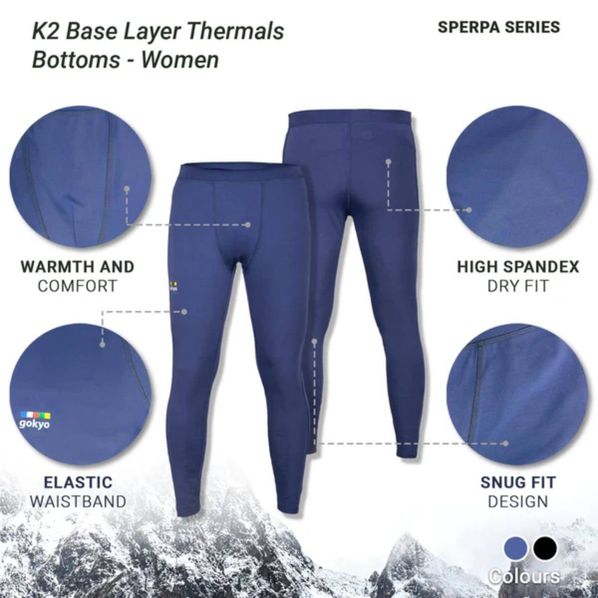 K2 Base Layer Thermal Bottom - Sherpa Series - Blue - OutdoorTravelGear.com