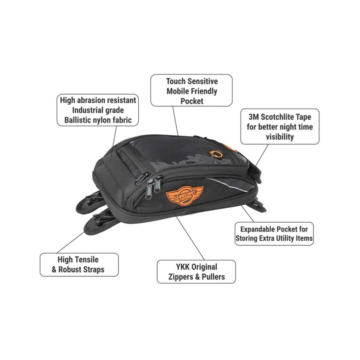 Shark Mini Universal 18L Tank Bag with Rain Cover - Black - OutdoorTravelGear.com