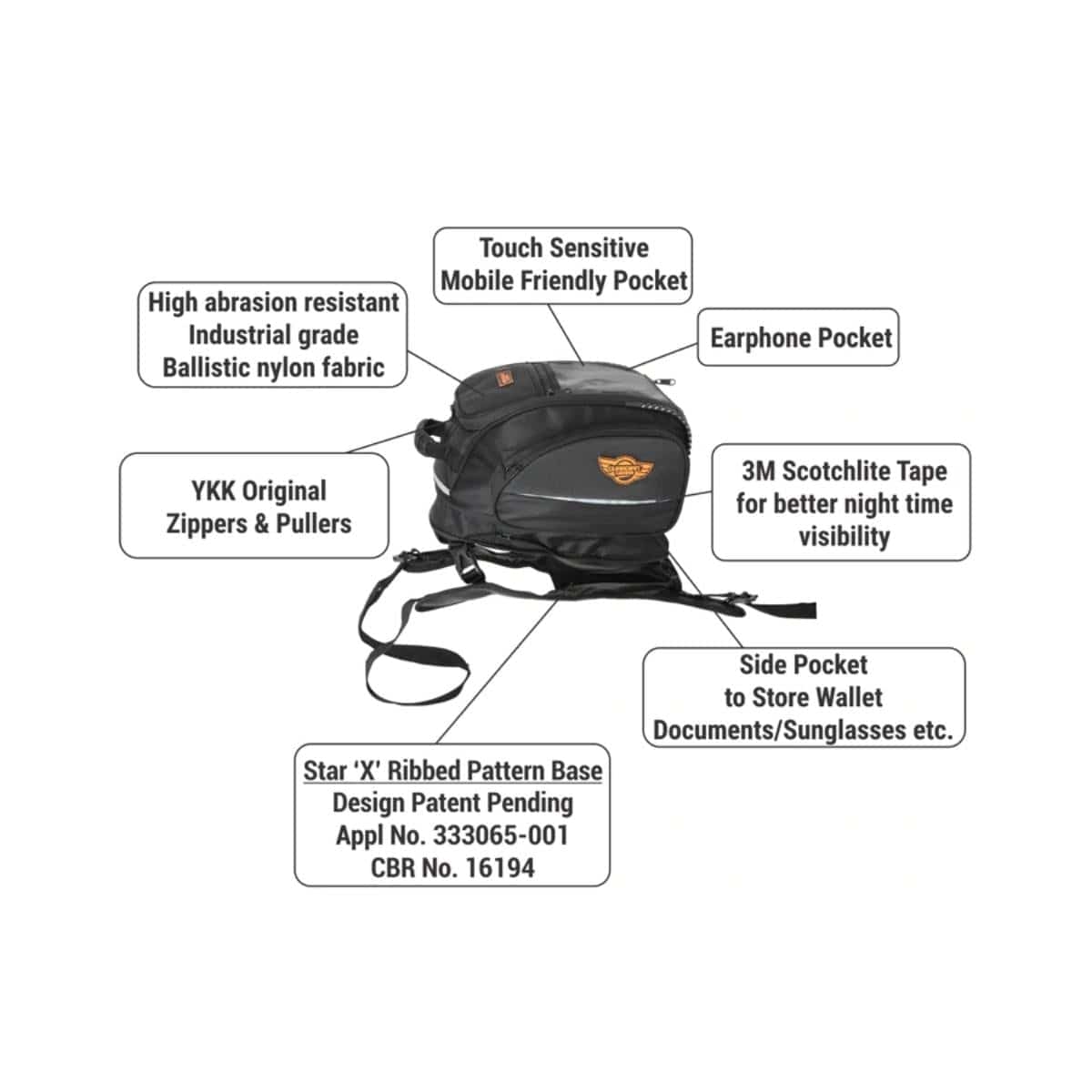 Shark Universal 28L Tank Bag with Rain Cover - Black - OutdoorTravelGear.com