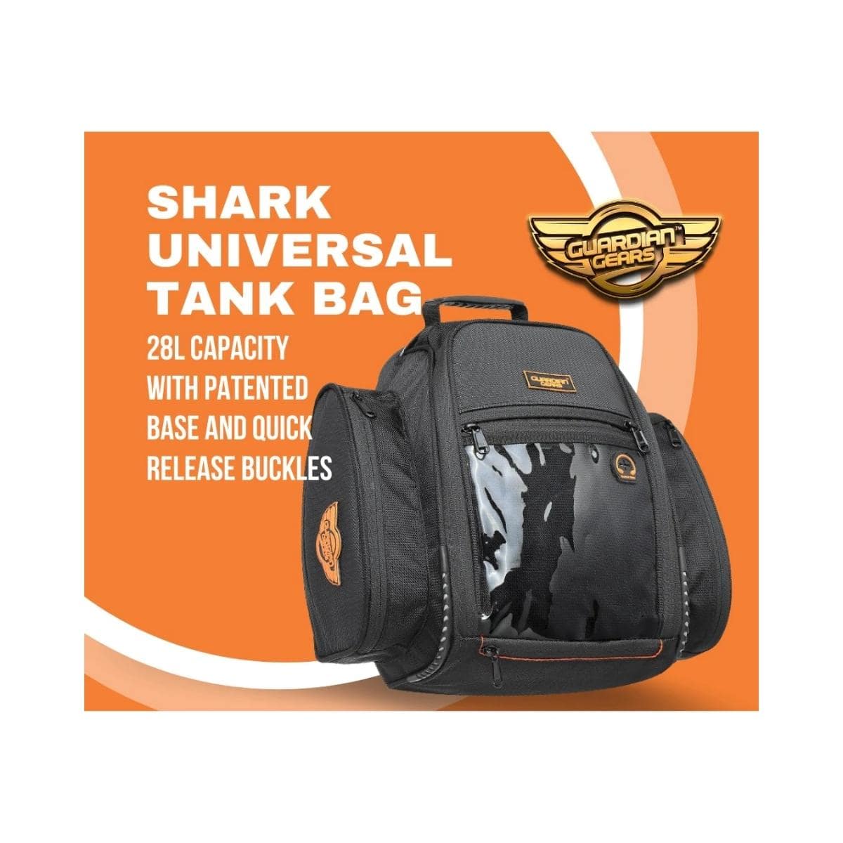 Shark Universal 28L Tank Bag with Rain Cover - Black - OutdoorTravelGear.com