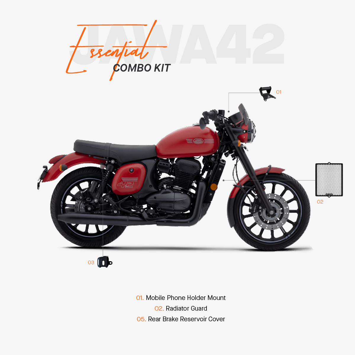 ADV TRIBE The Essential Combo Kit of 3 Accessories for Jawa 42