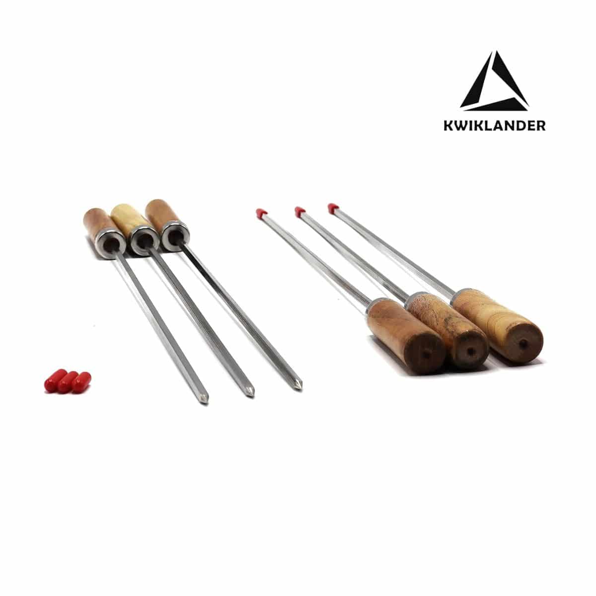 Stainless Steel Square Rod Skewers with Wooden Handle - 15inches - Set of 6 - OutdoorTravelGear.com