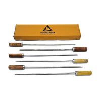 Stainless Steel Square Rod Skewers with Wooden Handle - 15inches - Set of 6