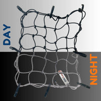 Reflective Flexi Hook Bungee Net - 15"x12" - Black - OutdoorTravelGear.com