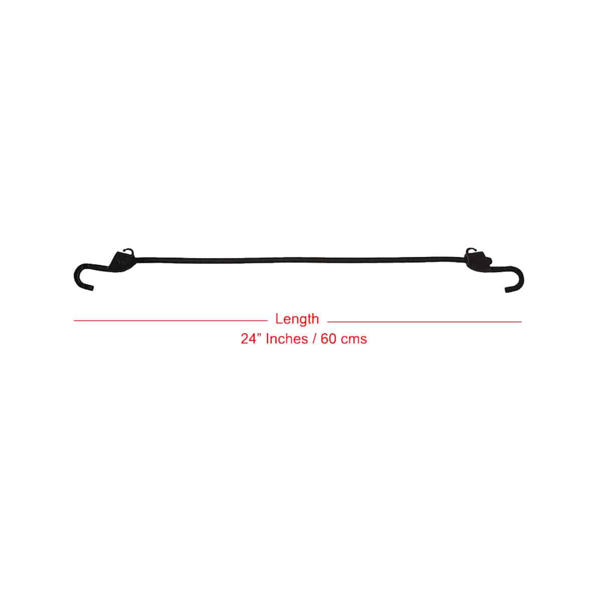 Grappler Bungee Tie-Down - 24"/ 60 cms - Black - 8mm - Pack of 2 - OutdoorTravelGear.com