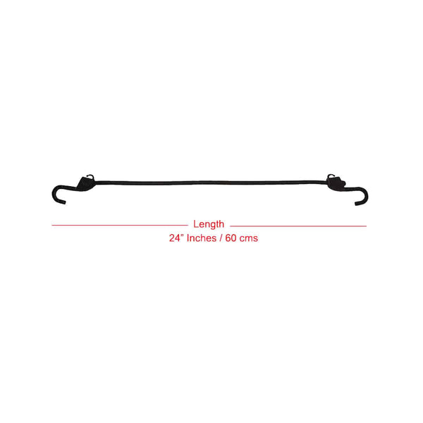 Grappler Bungee Tie-Down - 24"/ 60 cms - Black - 8mm - Pack of 2 - OutdoorTravelGear.com