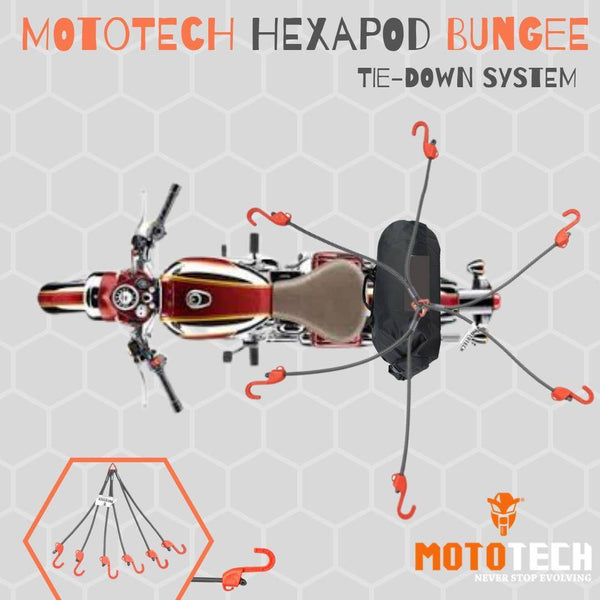 Hexapod Bungee Tie-down System - 32" / 80cms - Grey + Orange - OutdoorTravelGear.com