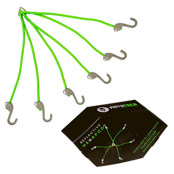 Reflective Hexapod Bungee Tie-down System - 32" / 80cms - Neon + Grey - OutdoorTravelGear.com