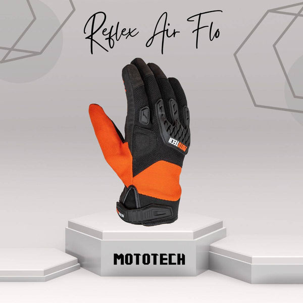 Reflex Air Flo Dual-Sport Motorcycle Riding Gloves - Orange - OutdoorTravelGear.com