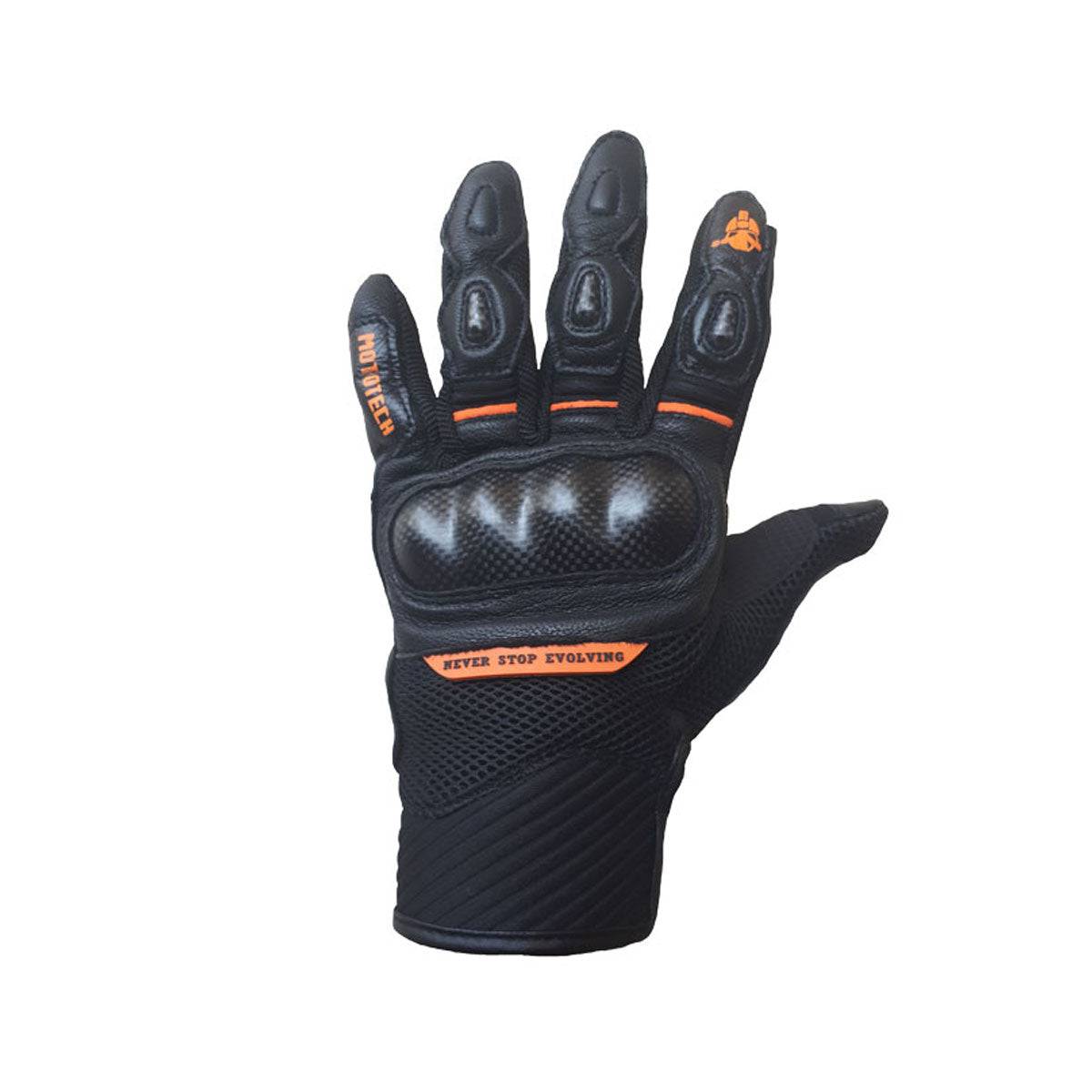 Urbane - Short Carbon Motorcycle Riding Gloves - Orange - OutdoorTravelGear.com