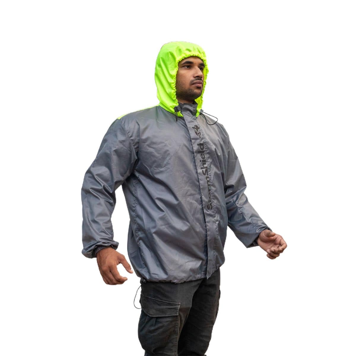 StormShield Air Ultralight Waterproof Rain Overjacket - Grey+Green - OutdoorTravelGear.com