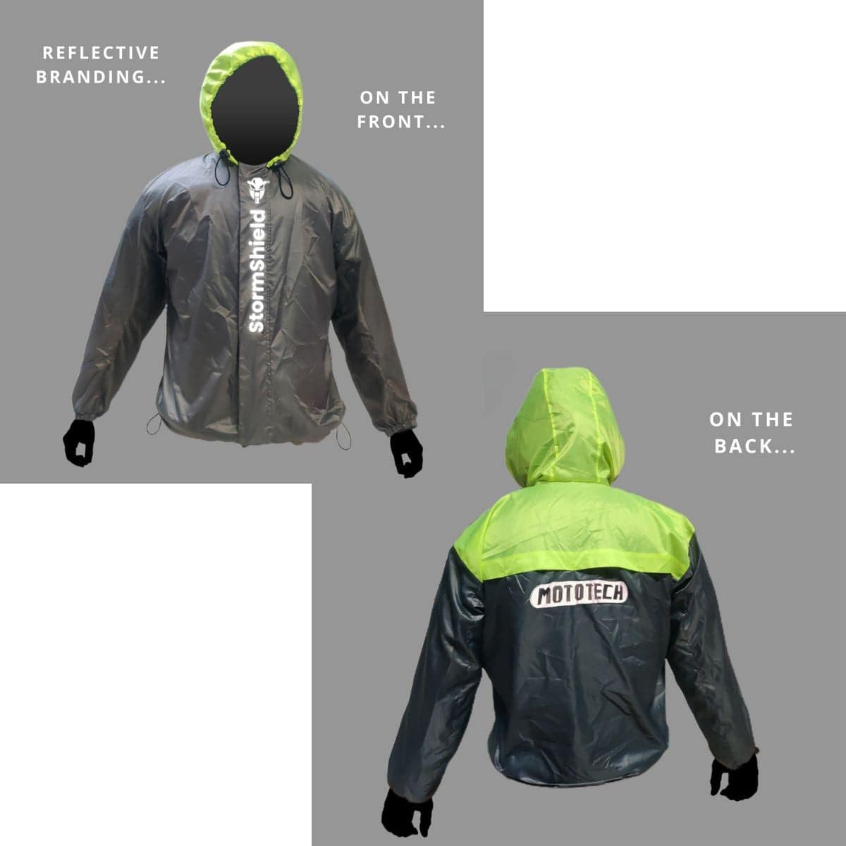 StormShield Air Ultralight Waterproof Rain Overjacket - Grey+Green - OutdoorTravelGear.com