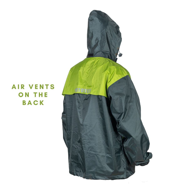 Hurricane Air TourPro Waterproof Rain Overjacket - Grey+Green - OutdoorTravelGear.com