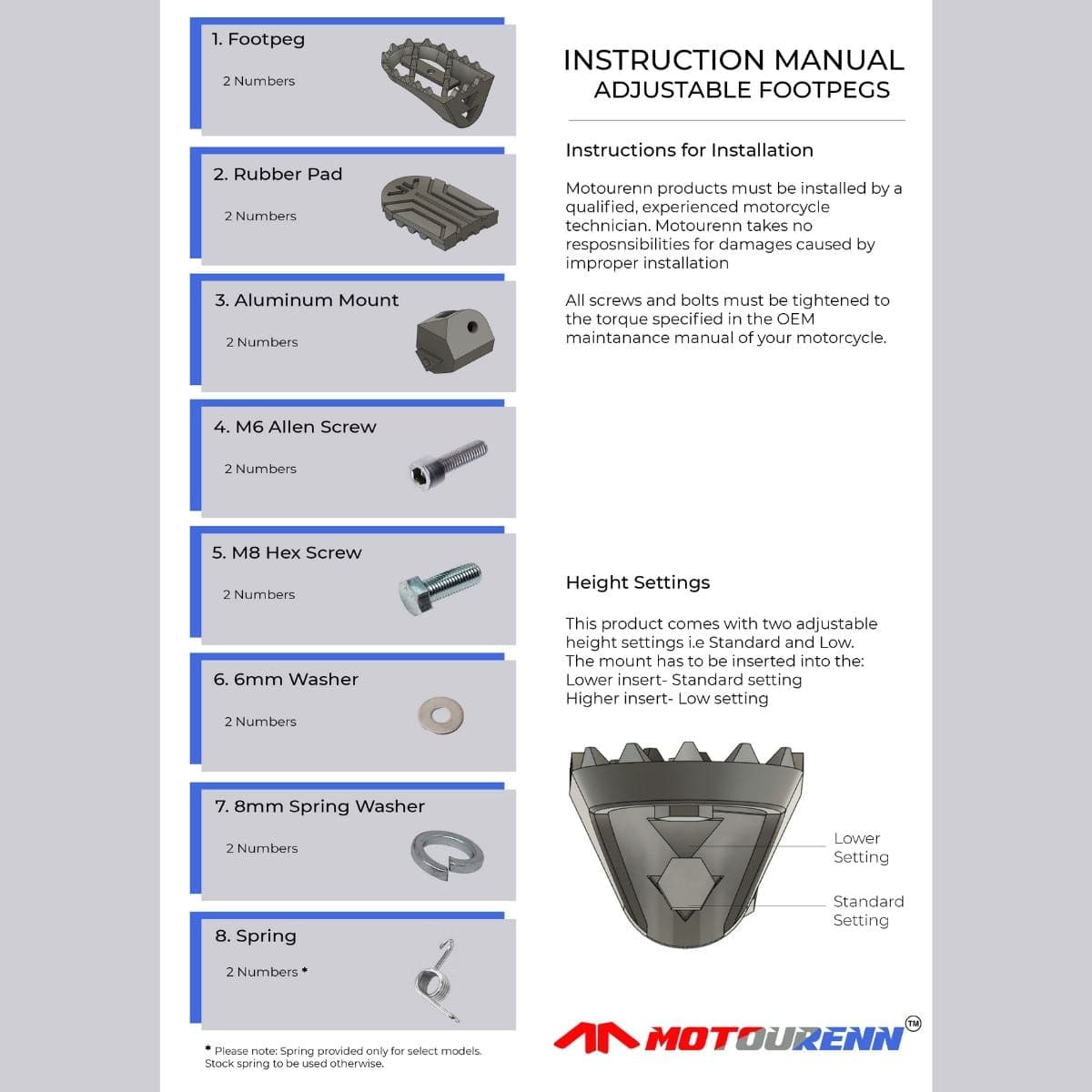 BMW 310 GS Adventurist Premium Adjustable Foot Pegs - OutdoorTravelGear.com