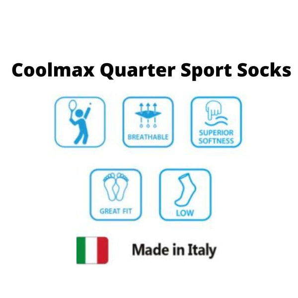 Coolmax Quarter Sport Socks | UK 3 1/2 - 7 | EU 36 - 40 - OutdoorTravelGear.com