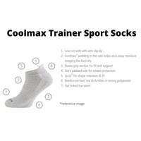 Horizon Socks Coolmax Trainer Sport Socks - White - Pack of 5 - OutdoorTravelGear.com